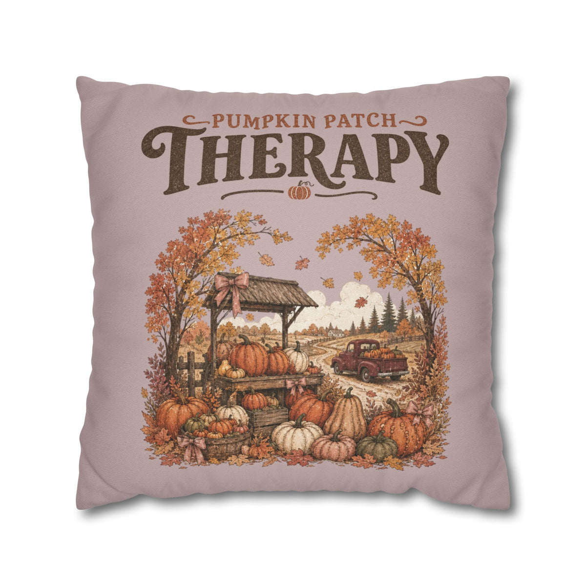 Pumpkin Patch Therapy Pillow Cover – Vintage Fall Farmhouse Decor