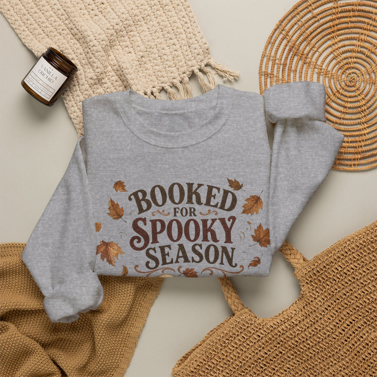 Booked for Spooky Season Sweatshirt, Cozy Ghost Fall Crewneck, Bookish Halloween Sweatshirt