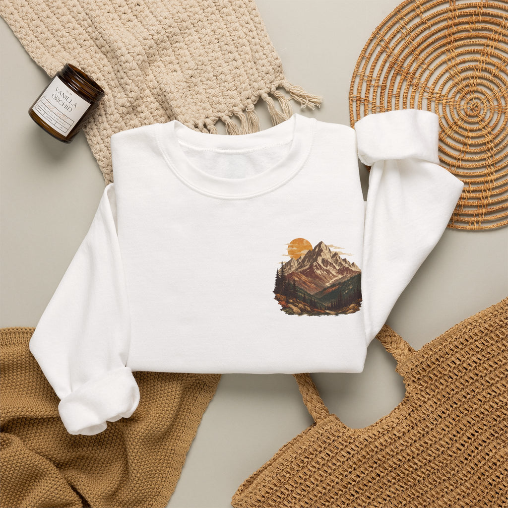 Autumn Mountain Sweatshirt – Vintage Fall Mountains Crewneck, Outdoorsy Back Print