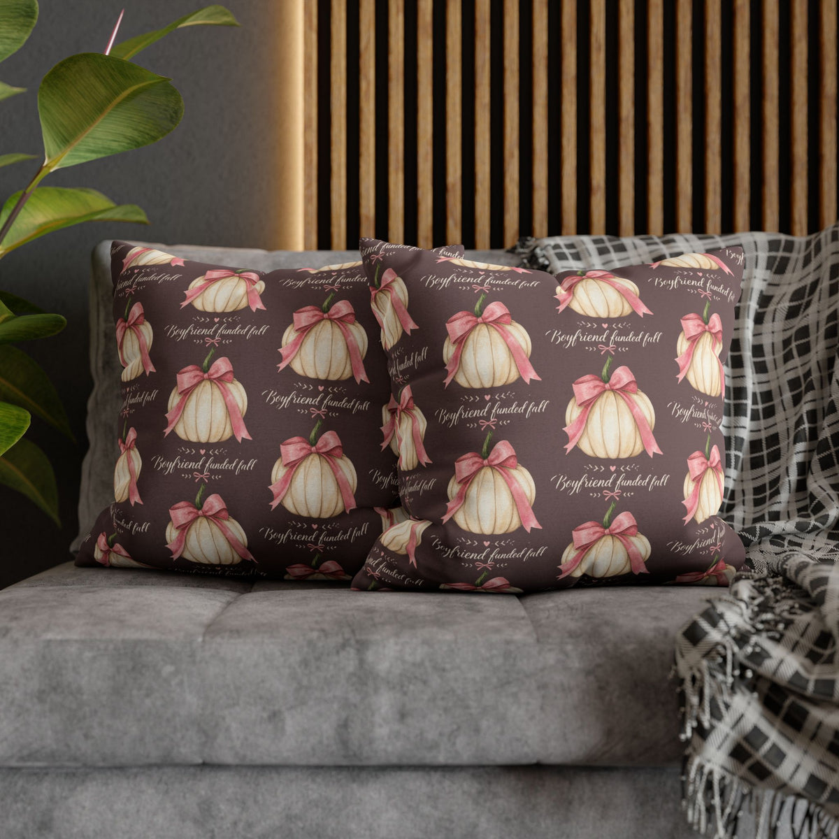 Autumn Pink Pumpkin Decorative Pillow