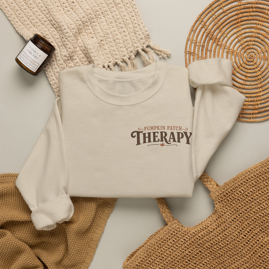 Pumpkin Patch Therapy Sweatshirt, Vintage Pumpkin Patch Crewneck, Fall Back Print Sweater