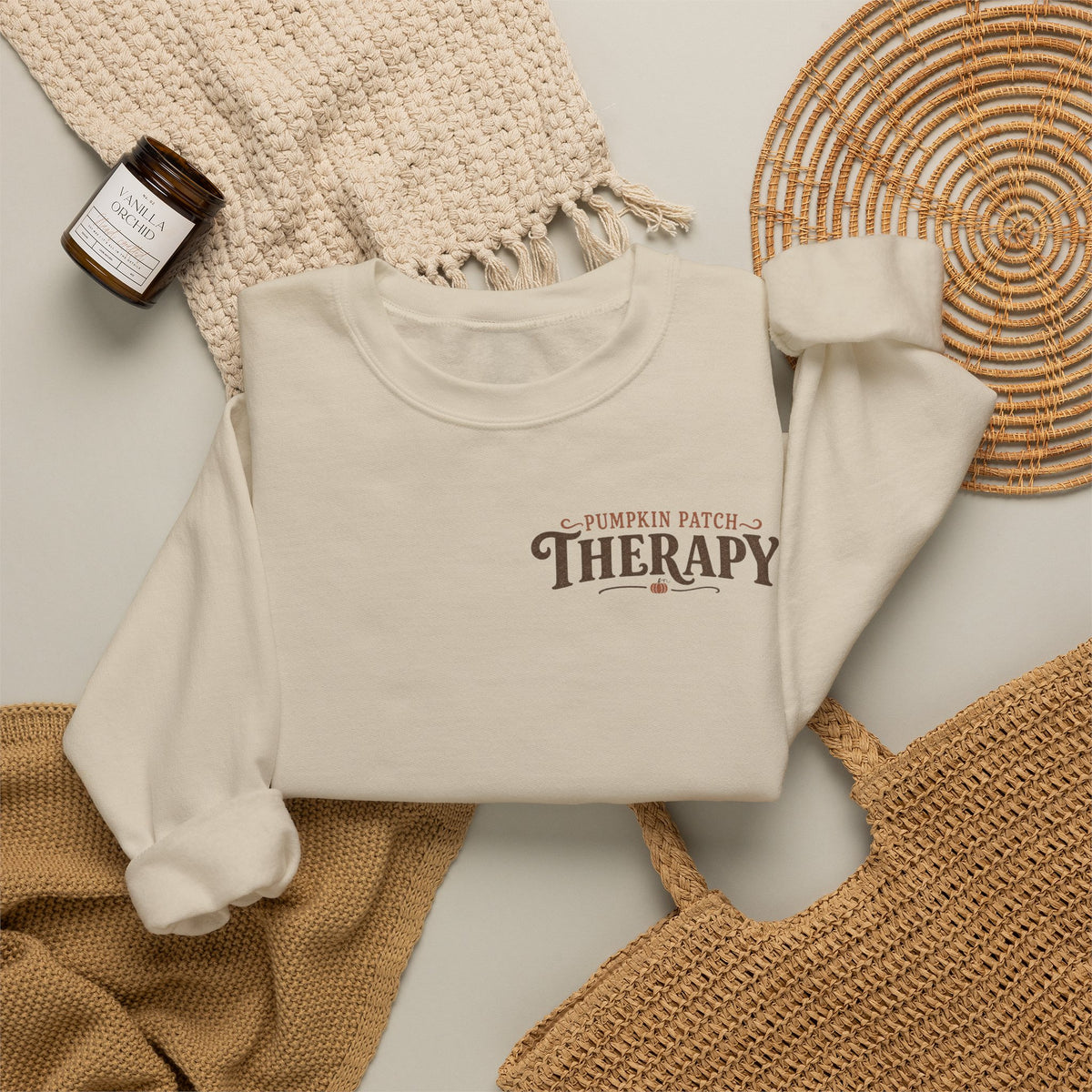 Pumpkin Patch Therapy Sweatshirt, Vintage Pumpkin Patch Crewneck, Fall Back Print Sweater