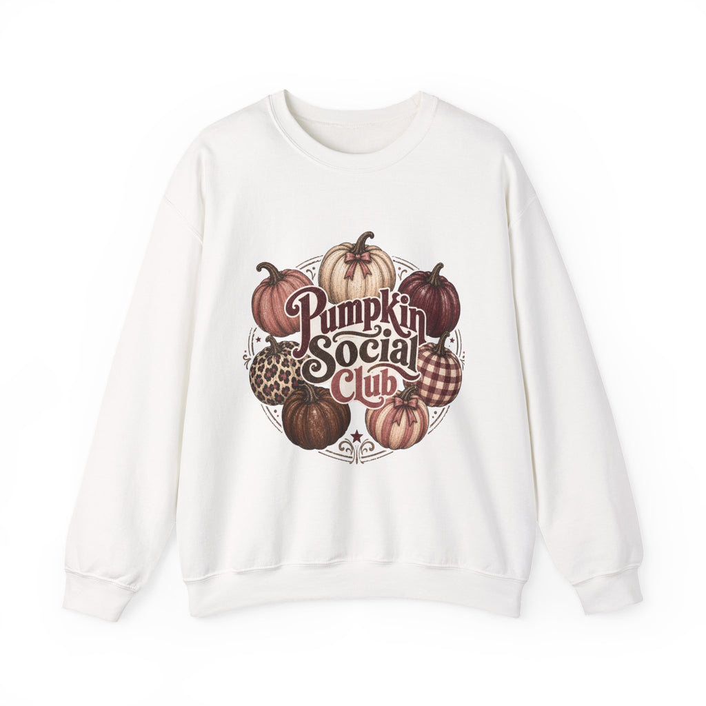 Pumpkin Social Club Sweatshirt, Vintage Fall Pumpkin Crewneck, Leopard & Gingham Autumn Graphic