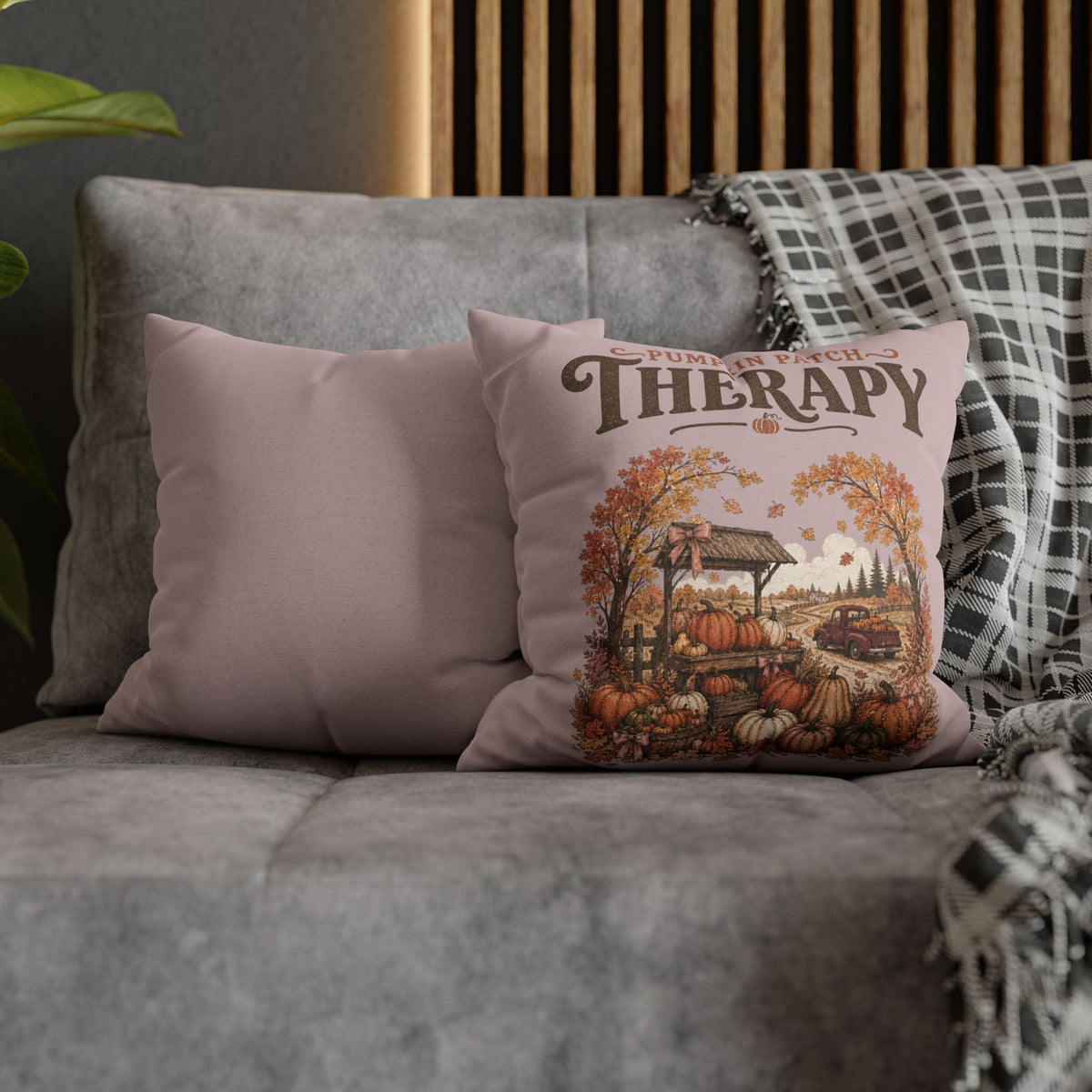 Pumpkin Patch Therapy Pillow Cover – Vintage Fall Farmhouse Decor