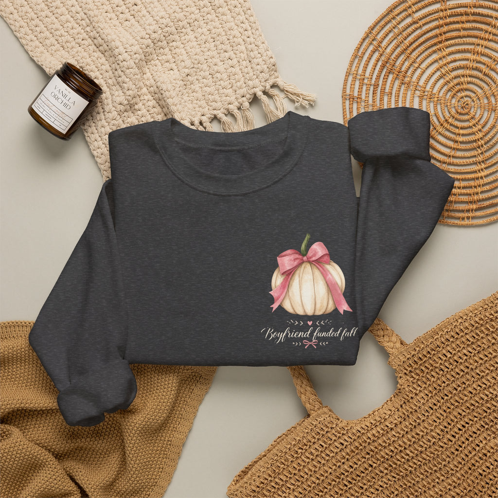 Boyfriend Funded Fall Sweatshirt – Pink Bow Pumpkin Crewneck
