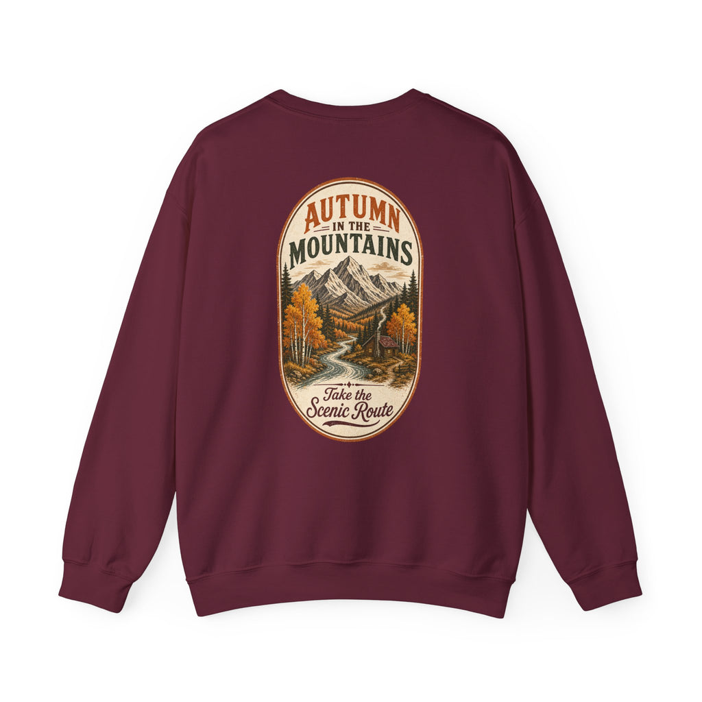 Autumn Mountain Sweatshirt – Vintage Fall Mountains Crewneck, Outdoorsy Back Print