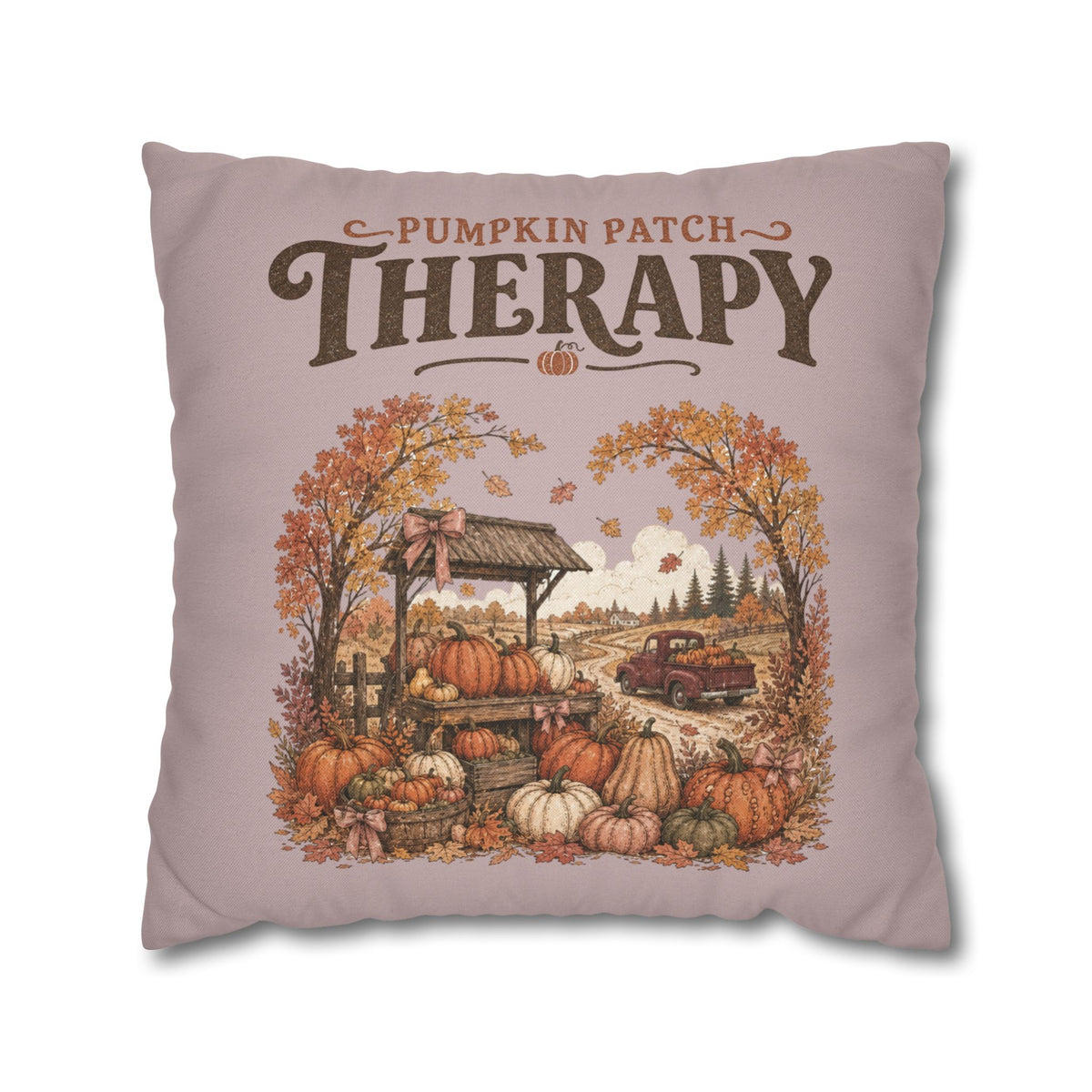 Pumpkin Patch Therapy Pillow Cover – Vintage Fall Farmhouse Decor