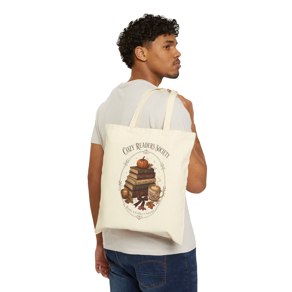 Cozy Readers Society Tote Bag, Book Lover Canvas Tote, Fall Bookish Gift