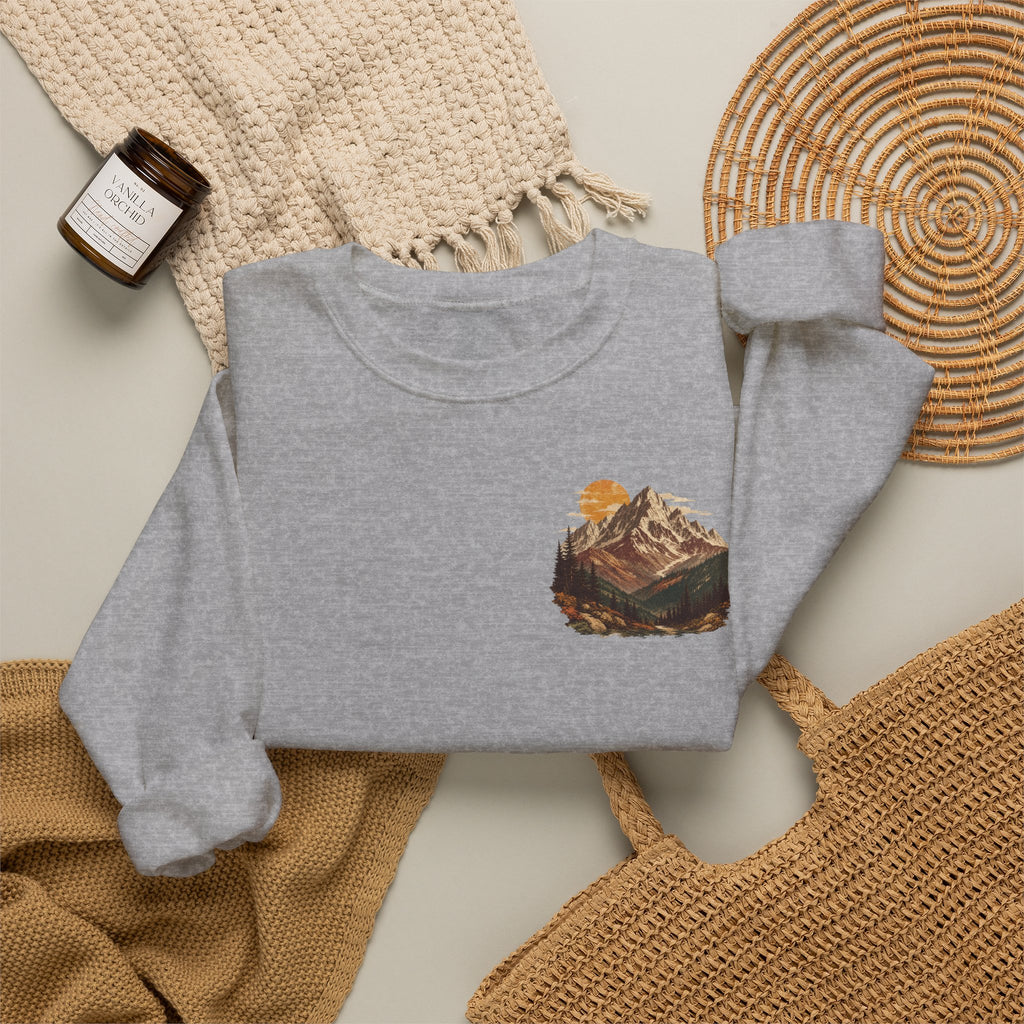 Autumn Mountain Sweatshirt – Vintage Fall Mountains Crewneck, Outdoorsy Back Print