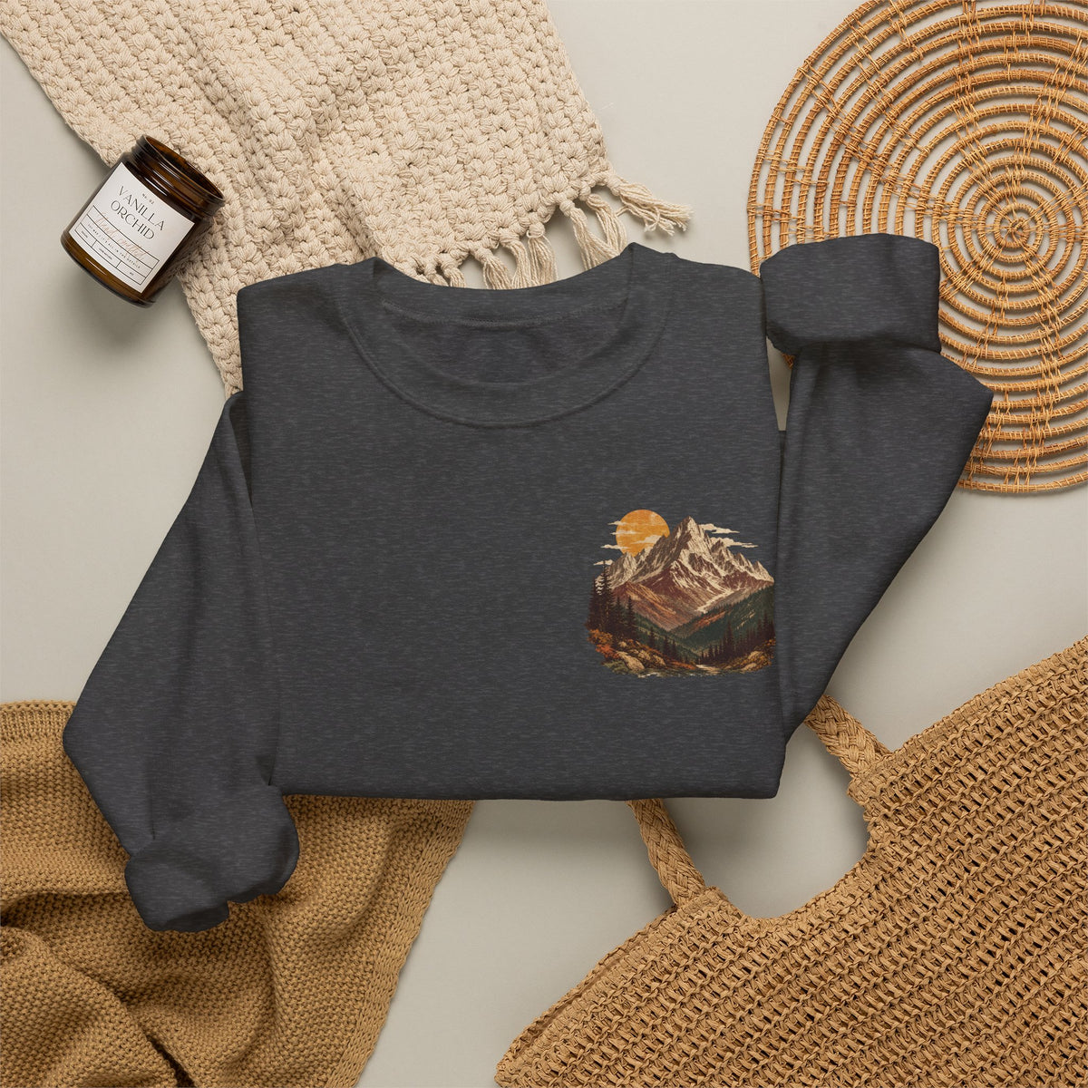 Autumn Mountain Sweatshirt – Vintage Fall Mountains Crewneck, Outdoorsy Back Print