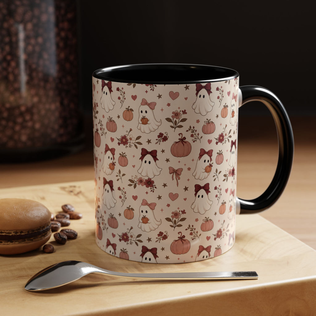 Cute Ghost & Pumpkin Mug – Coquette Fall Coffee Cup