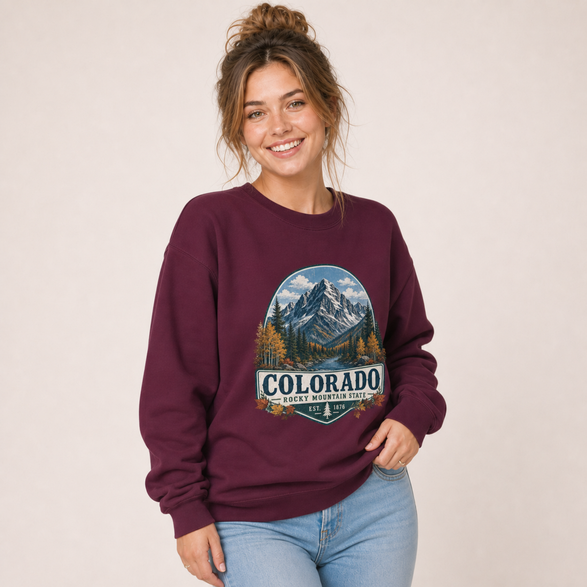 Colorado Mountain Sweatshirt – Vintage Rocky Mountains Crewneck, Colorado Gift