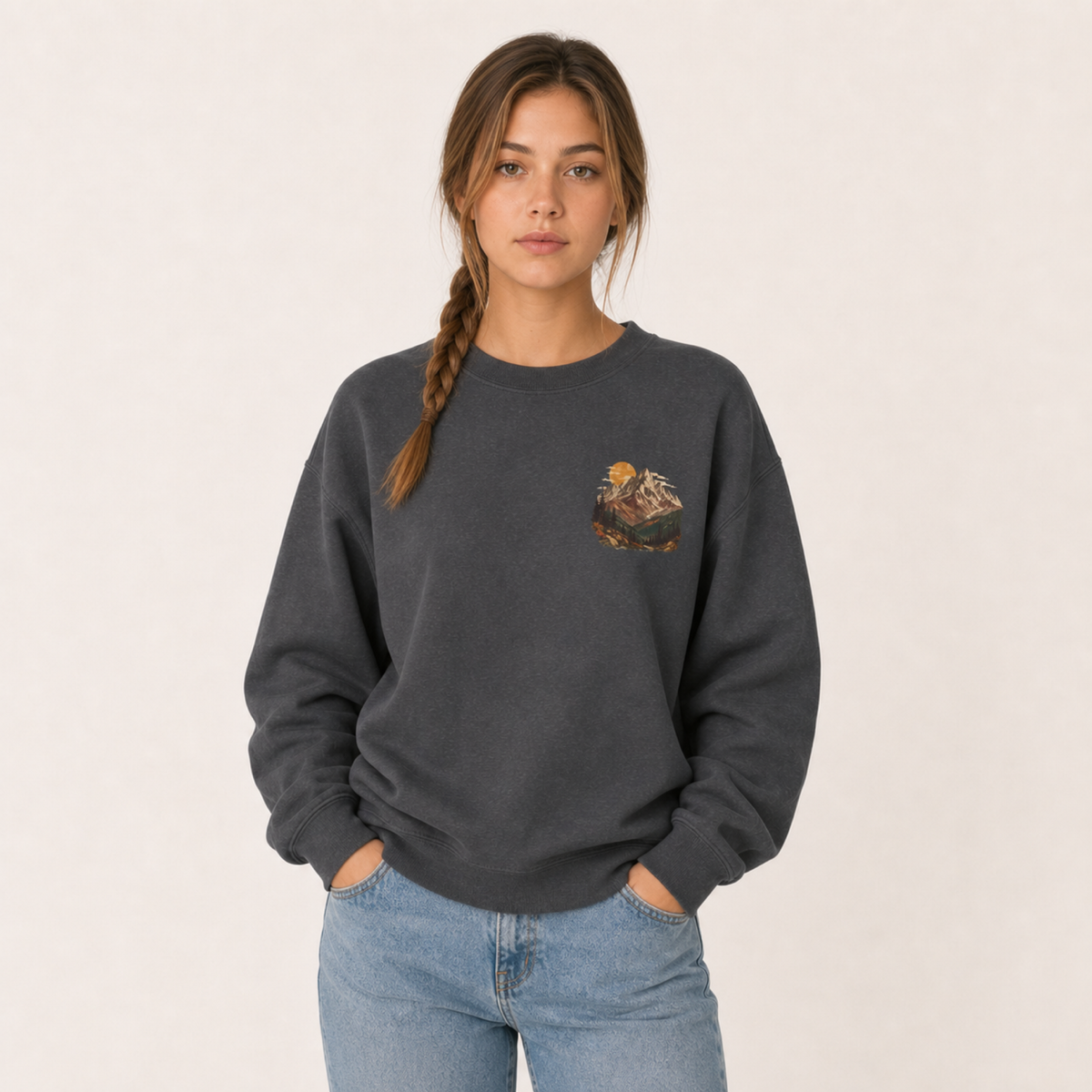 Autumn Mountain Sweatshirt – Vintage Fall Mountains Crewneck, Outdoorsy Back Print