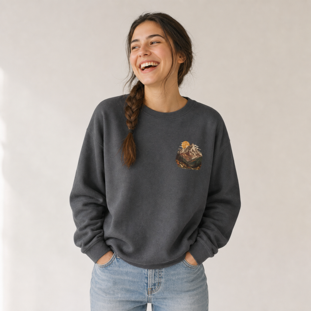 Autumn Mountain Sweatshirt – Vintage Fall Mountains Crewneck, Outdoorsy Back Print