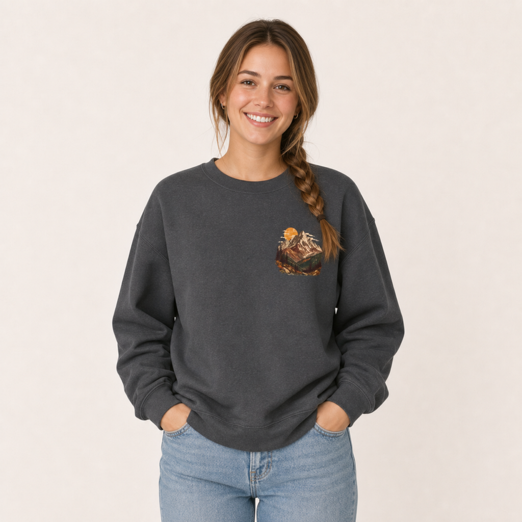 Autumn Mountain Sweatshirt – Vintage Fall Mountains Crewneck, Outdoorsy Back Print