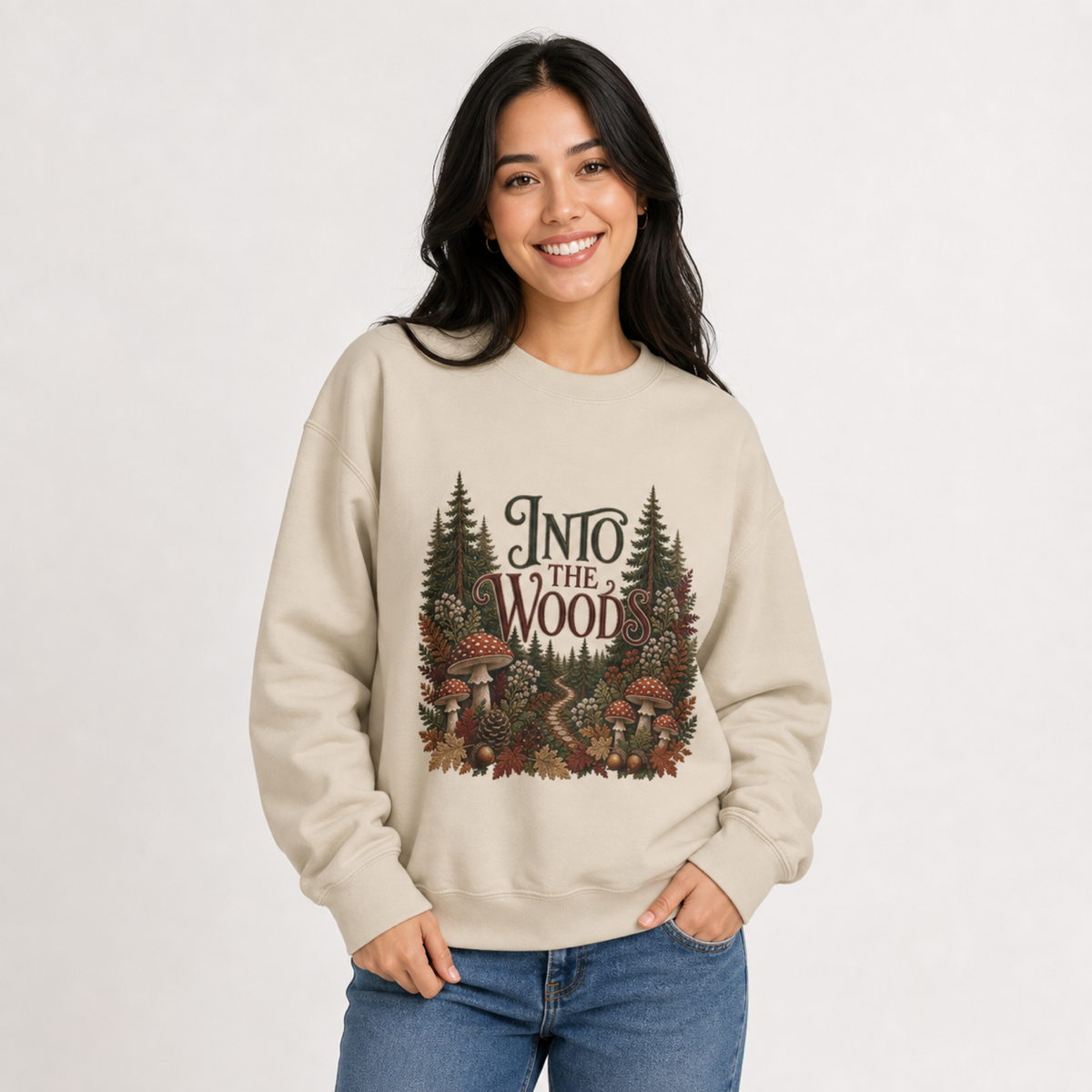 Into the Woods Sweatshirt, Vintage Forest Mushroom Crewneck, Cozy Cabincore Fall Sweatshirt