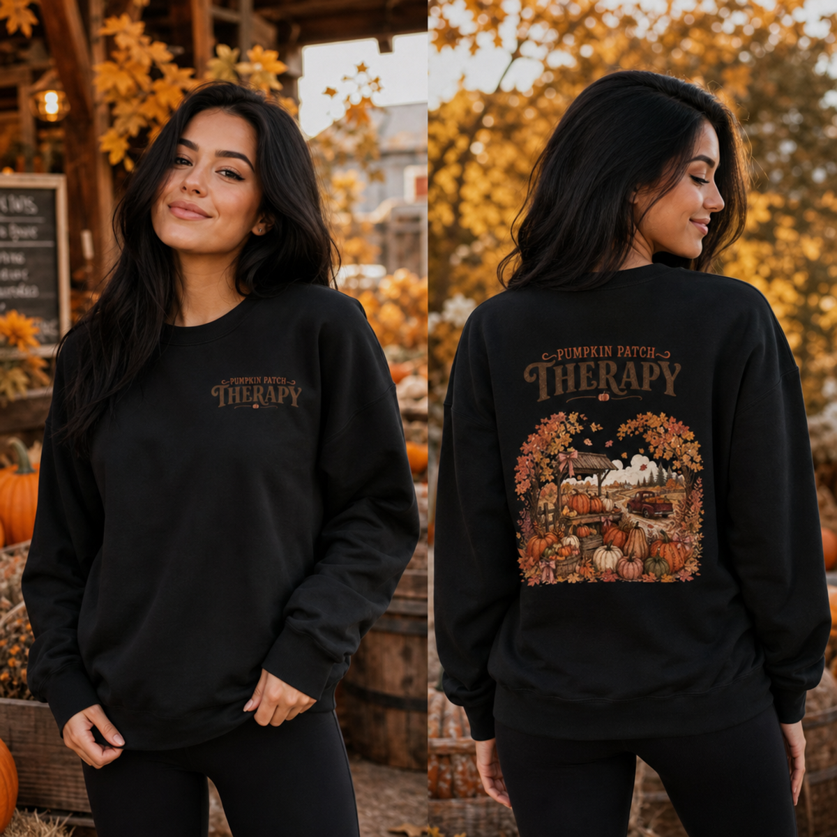 Pumpkin Patch Therapy Sweatshirt, Vintage Pumpkin Patch Crewneck, Fall Back Print Sweater