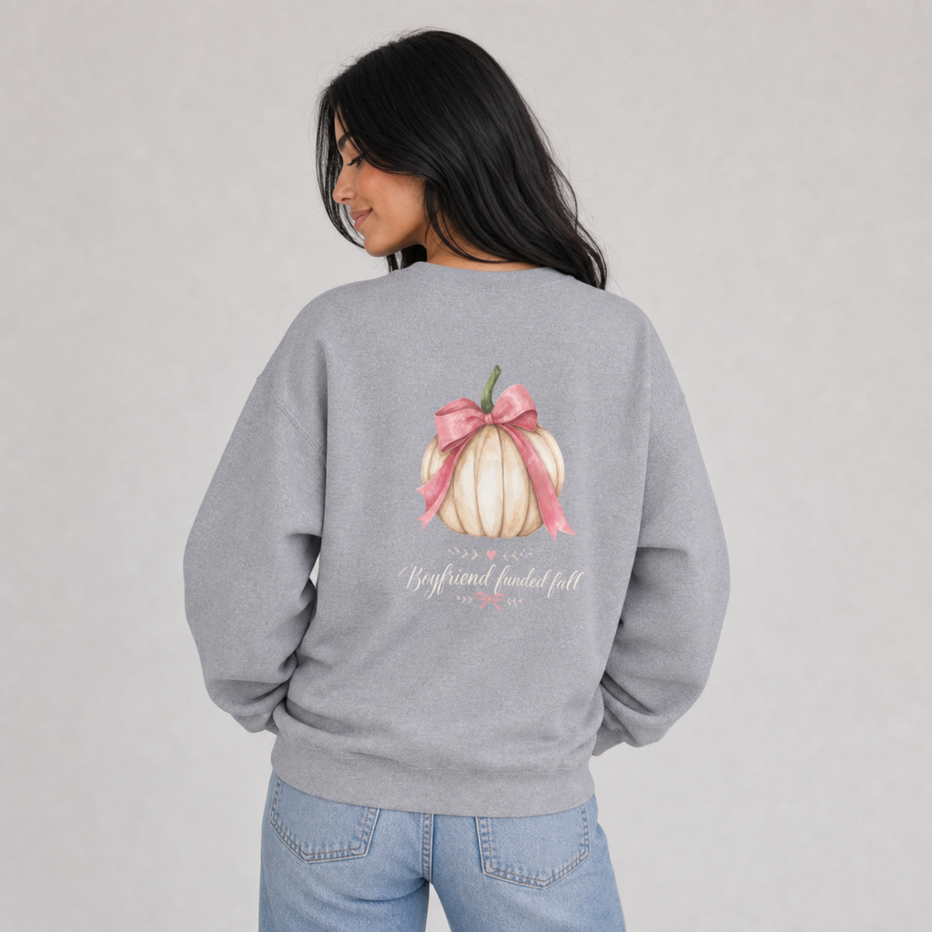 Boyfriend Funded Fall Sweatshirt – Pink Bow Pumpkin Crewneck
