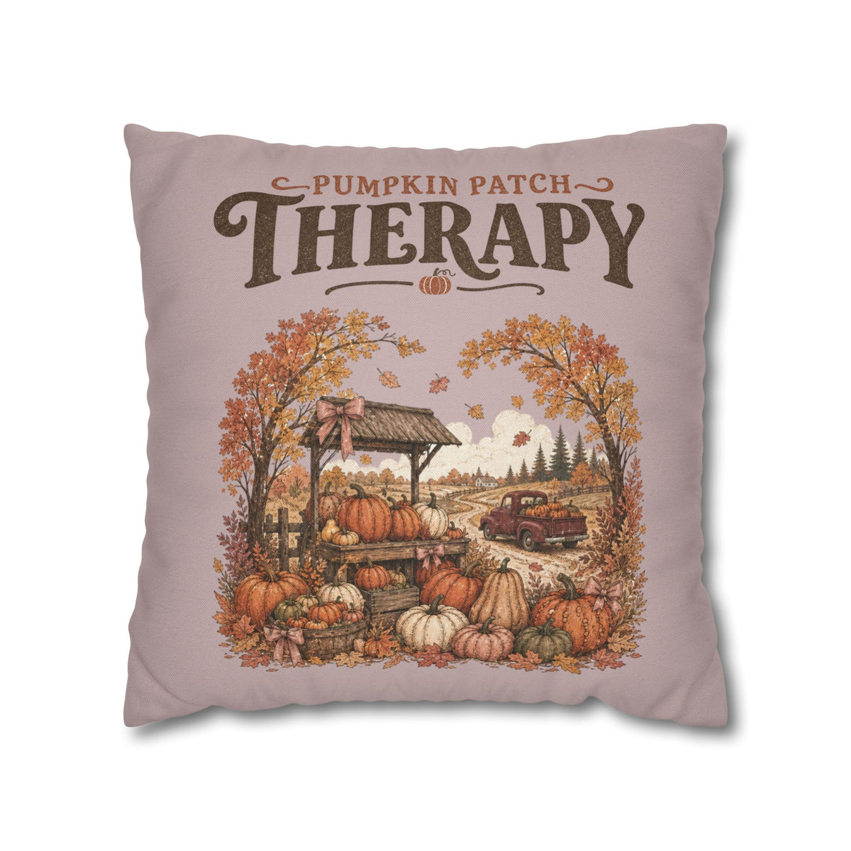 Pumpkin Patch Therapy Pillow Cover – Vintage Fall Farmhouse Decor