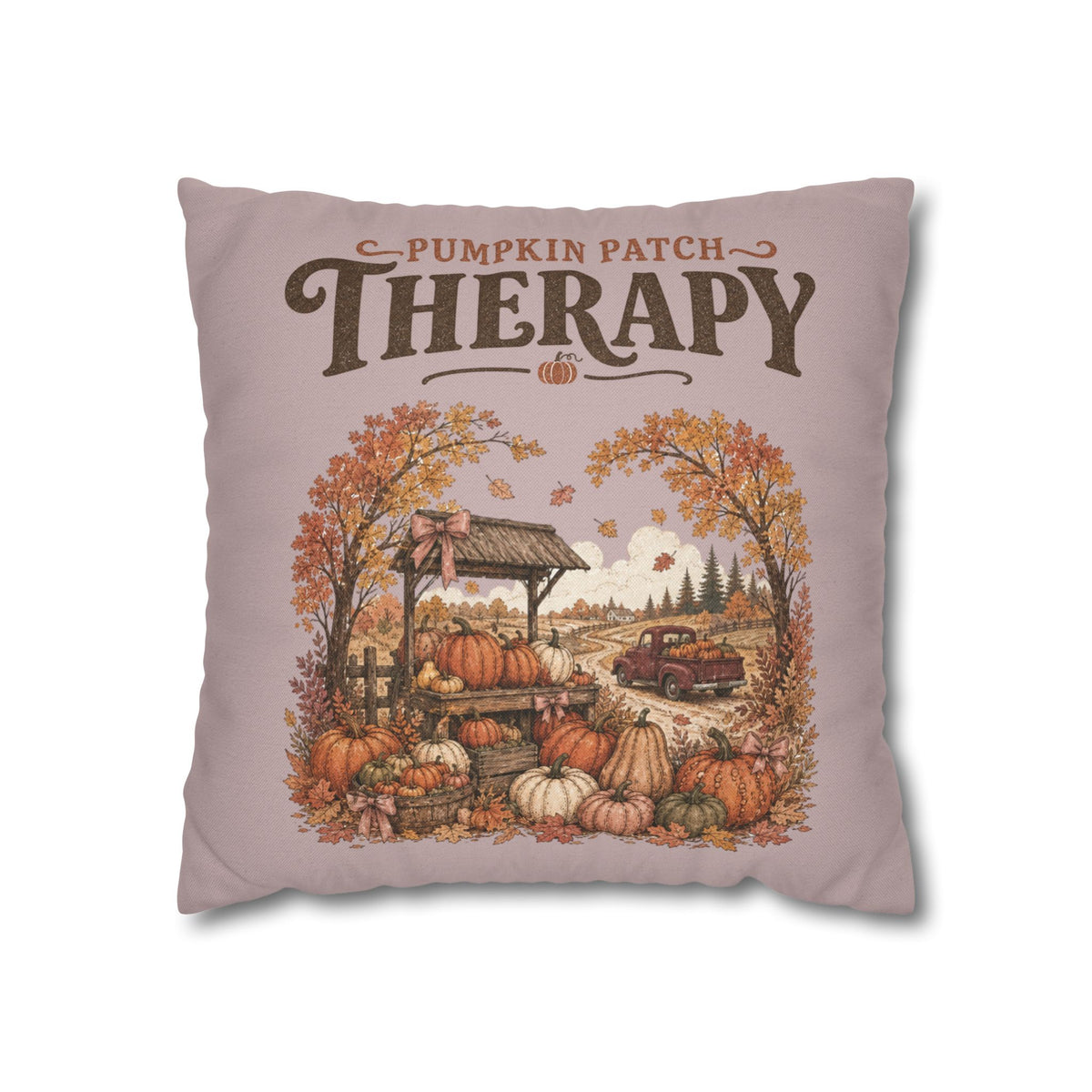 Pumpkin Patch Therapy Pillow Cover – Vintage Fall Farmhouse Decor