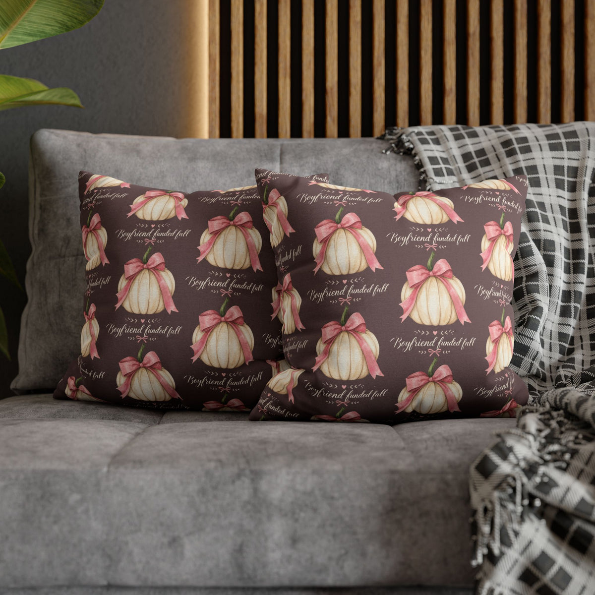 Autumn Pink Pumpkin Decorative Pillow