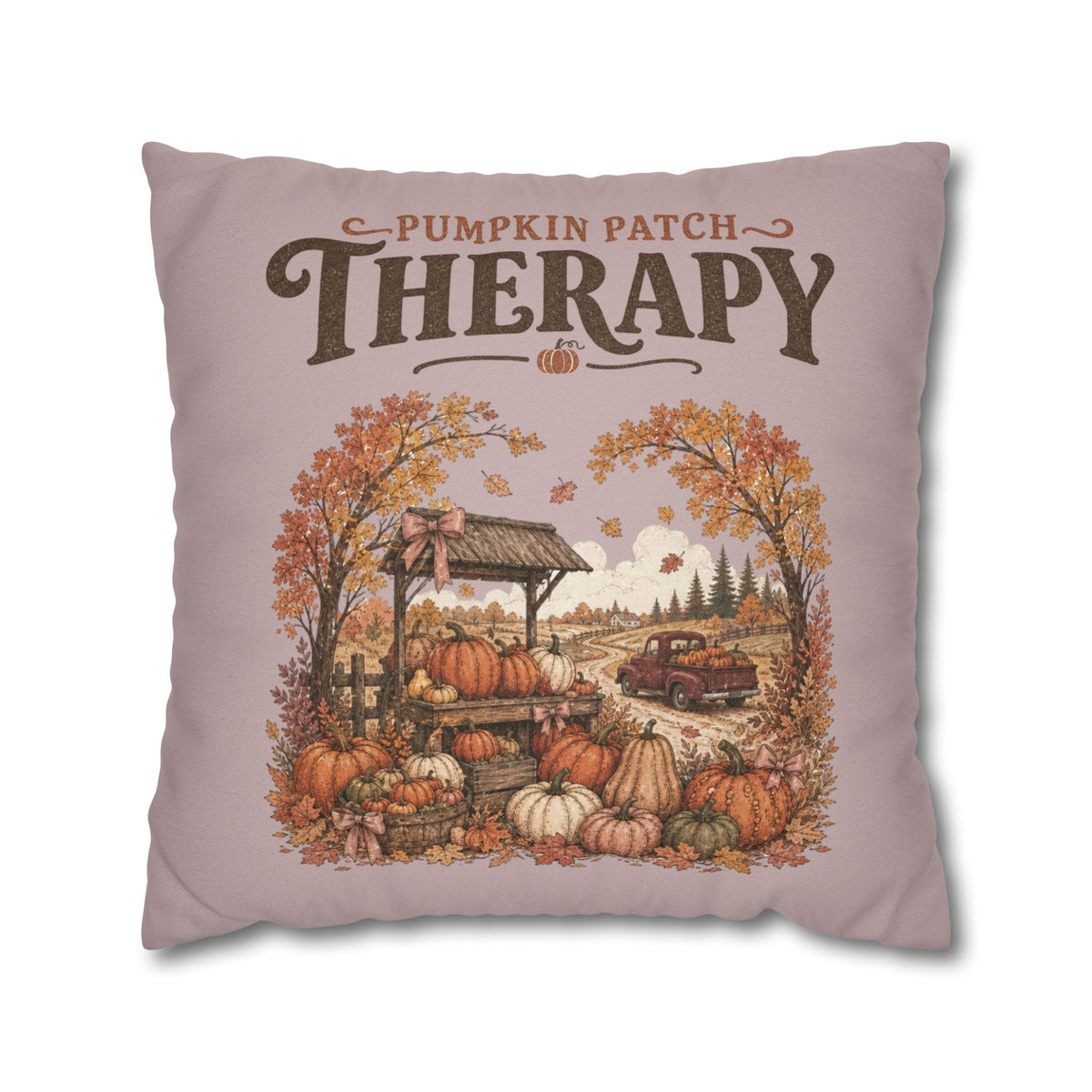 Pumpkin Patch Therapy Pillow Cover – Vintage Fall Farmhouse Decor