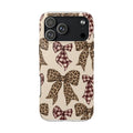 Leopard Bow Phone Case, Plaid Coquette iPhone Case, Neutral Tough Case