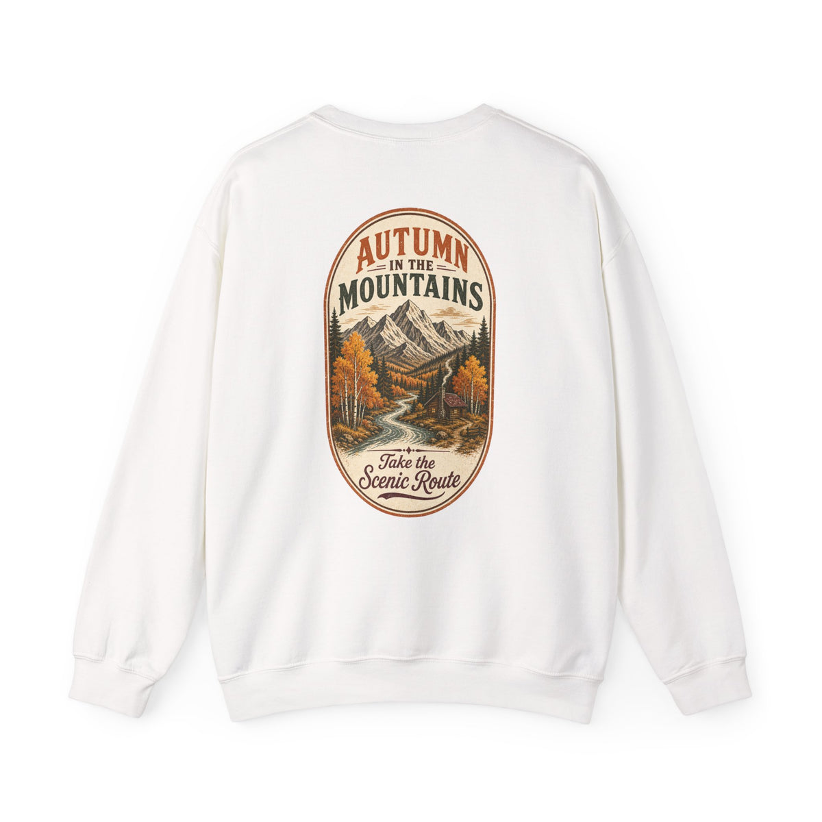 Autumn Mountain Sweatshirt – Vintage Fall Mountains Crewneck, Outdoorsy Back Print