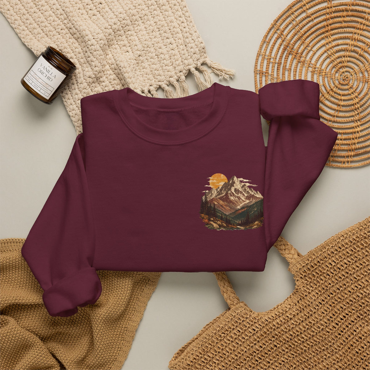 Autumn Mountain Sweatshirt – Vintage Fall Mountains Crewneck, Outdoorsy Back Print