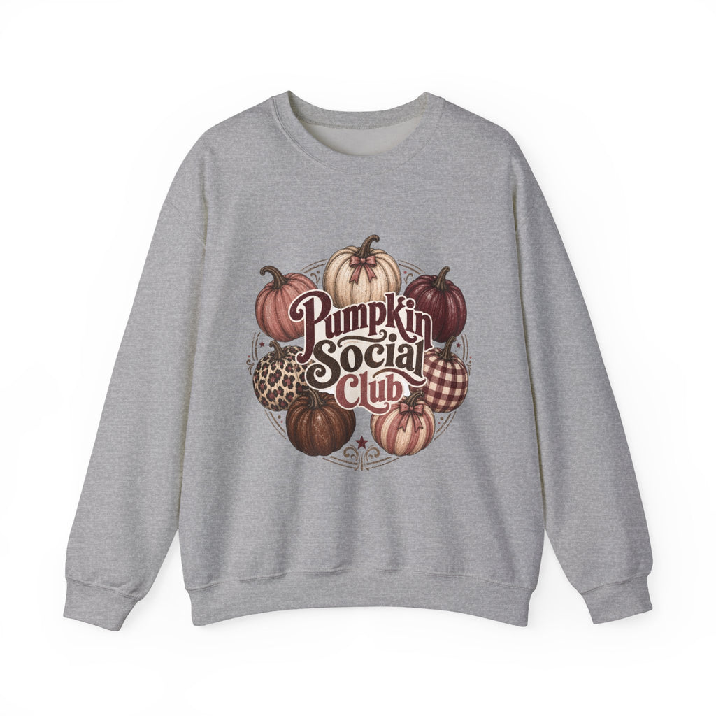 Pumpkin Social Club Sweatshirt, Vintage Fall Pumpkin Crewneck, Leopard & Gingham Autumn Graphic