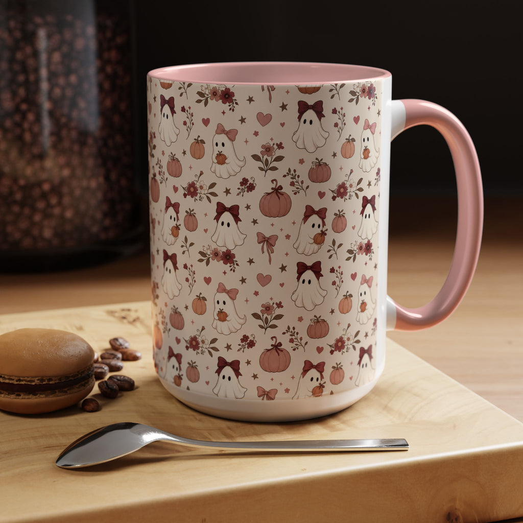 Cute Ghost & Pumpkin Mug – Coquette Fall Coffee Cup