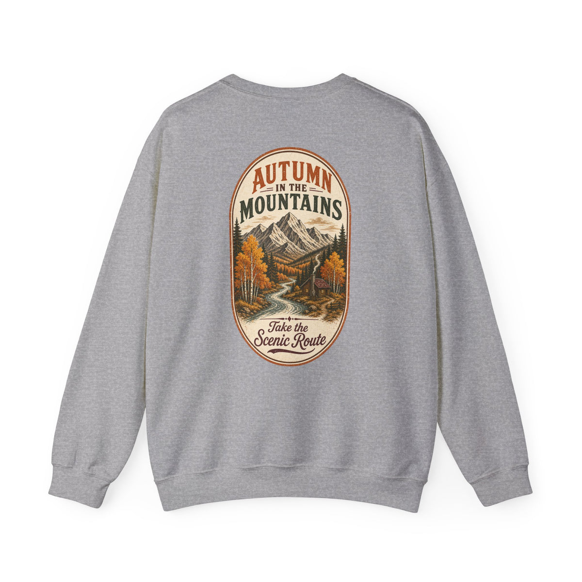 Autumn Mountain Sweatshirt – Vintage Fall Mountains Crewneck, Outdoorsy Back Print