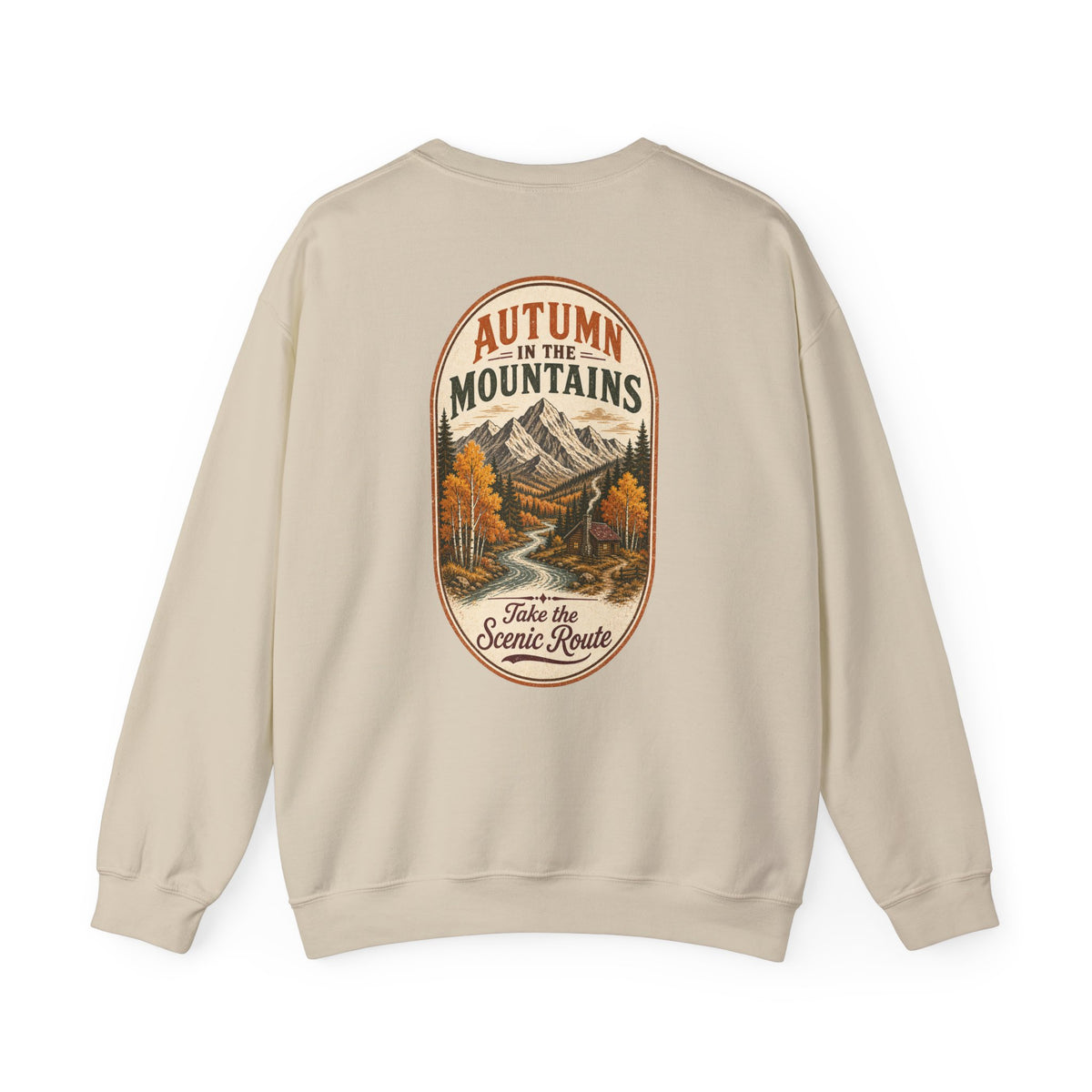 Autumn Mountain Sweatshirt – Vintage Fall Mountains Crewneck, Outdoorsy Back Print