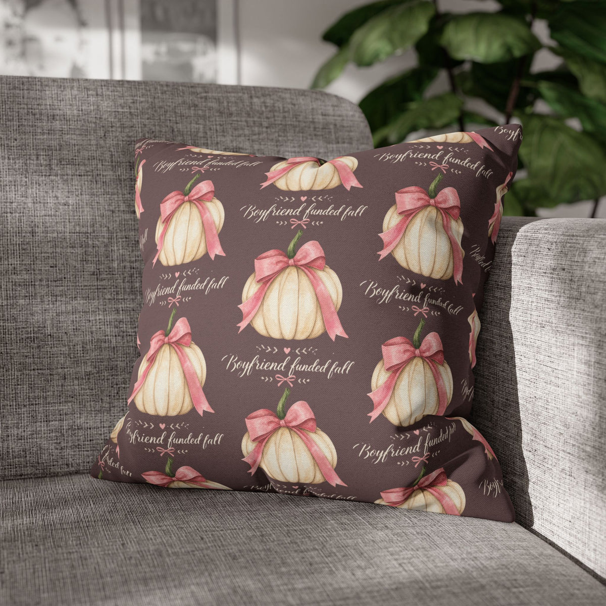 Autumn Pink Pumpkin Decorative Pillow