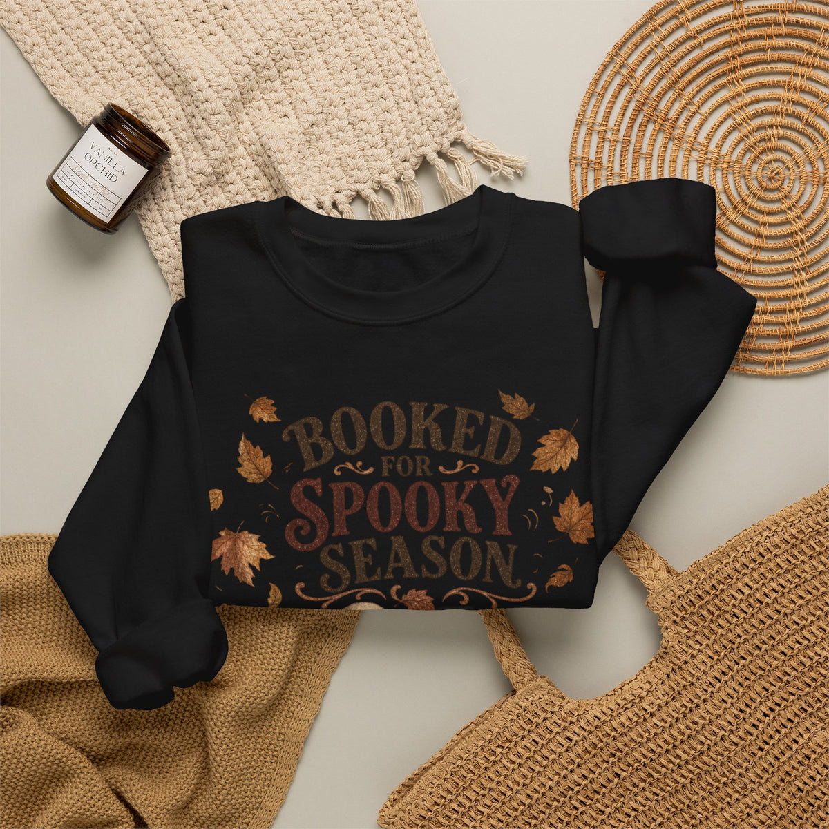 Booked for Spooky Season Sweatshirt, Cozy Ghost Fall Crewneck, Bookish Halloween Sweatshirt