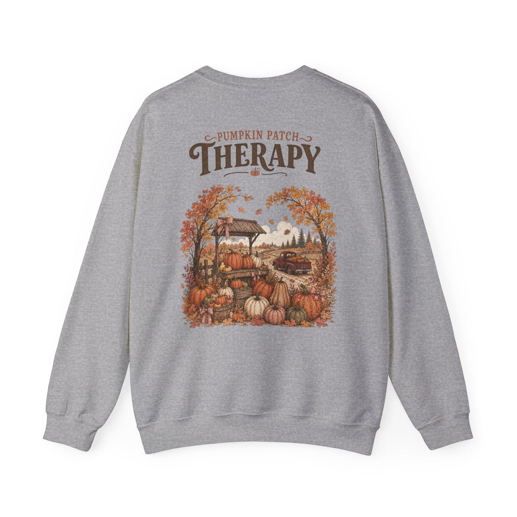 Pumpkin Patch Therapy Sweatshirt, Vintage Pumpkin Patch Crewneck, Fall Back Print Sweater