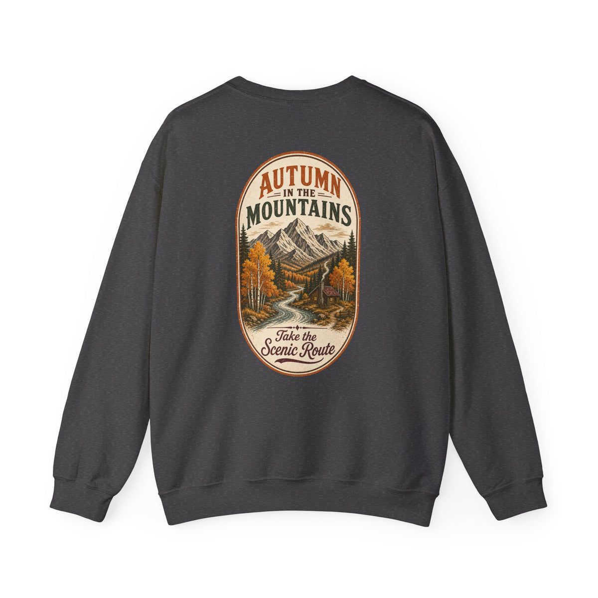 Autumn Mountain Sweatshirt – Vintage Fall Mountains Crewneck, Outdoorsy Back Print